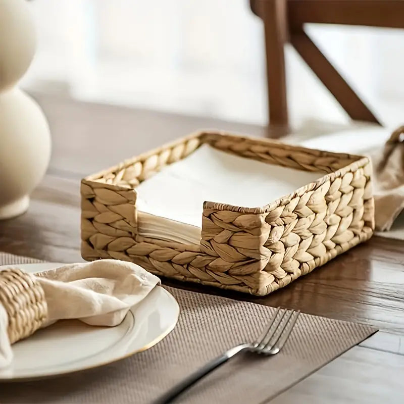 Rustic Woven Storage Basket - Natural Shelf Organizer for Home