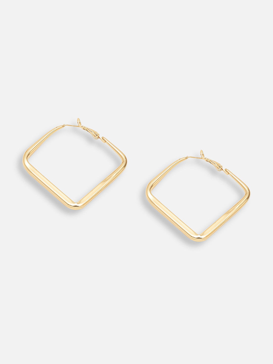 Square Hoop Earrings – Gold-Plated Jewellery – Lever Back Closure – 3cm