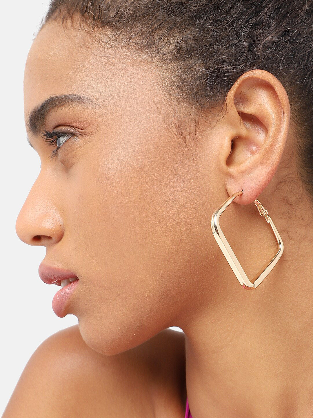 Square Hoop Earrings – Gold-Plated Jewellery – Lever Back Closure – 3cm