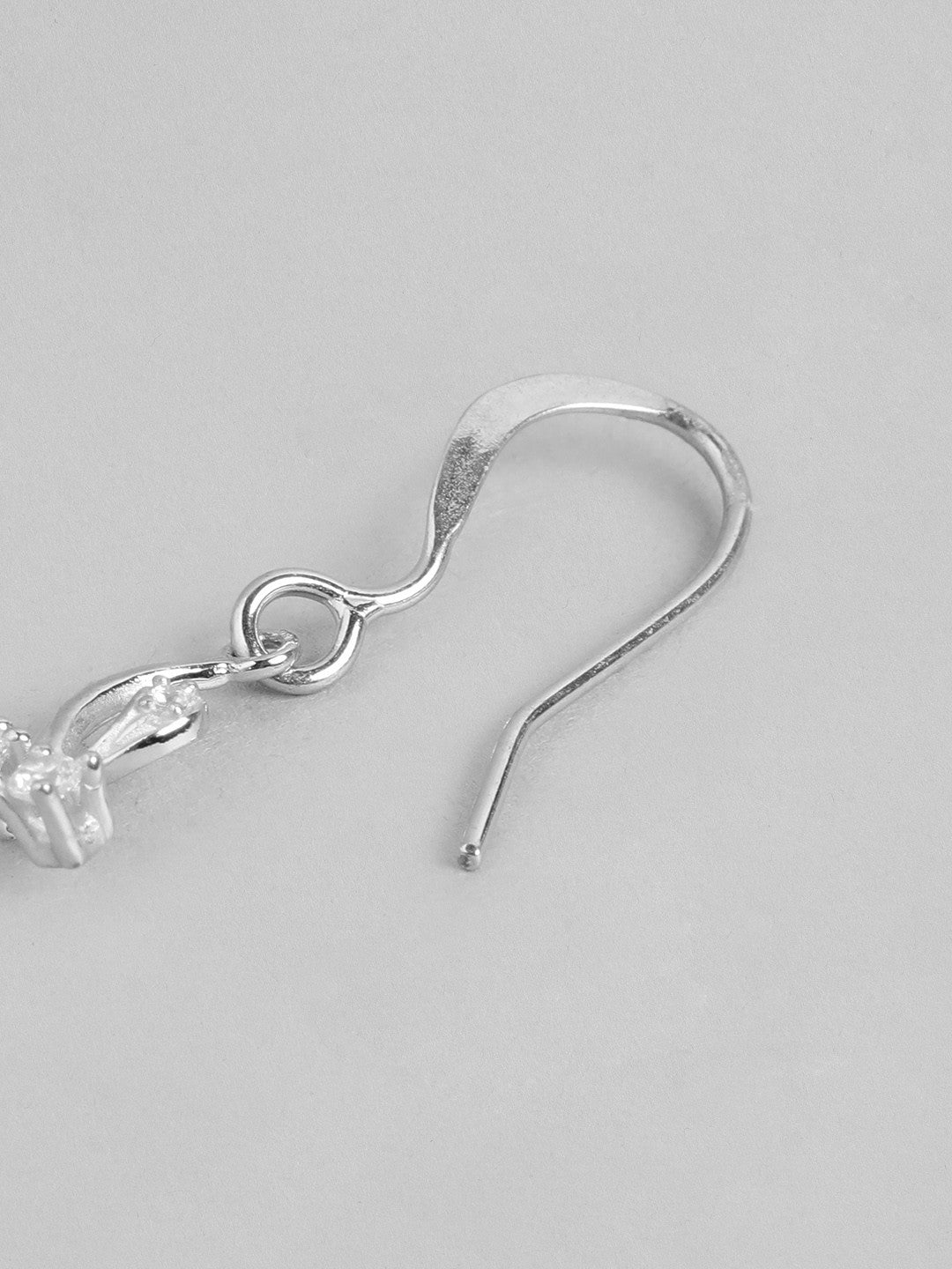 Contemporary Drop Earring – Fine Jewellery – Rhodium Plated Sterling Silver CZ – Tarnish Resistant 1.50 cm