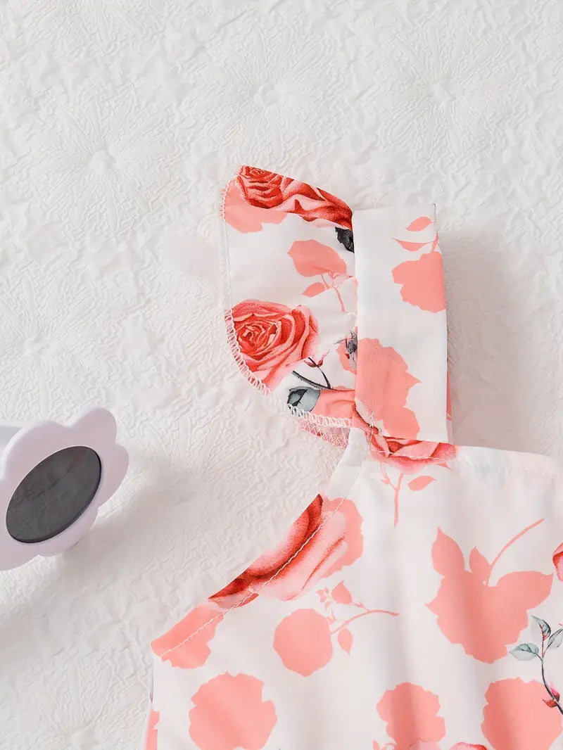 Floral Bowknot Camisole & Shorts Set | 2-Piece Baby Girl Outfit with Headband