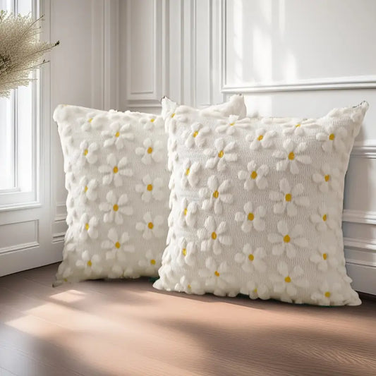 Daisy Heart Pillow Cover - 18x18 Farmhouse Decor