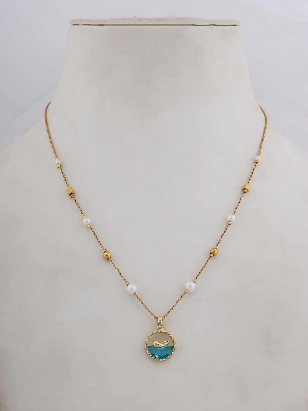 Brass Gold-Plated Necklace – Women's Jewellery – Gold-Plated Brass – Crystal Embellished