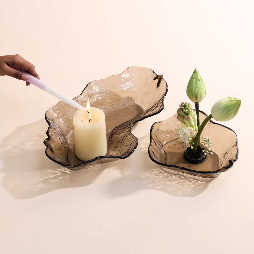 Slumped Glass Serving Bowl - Organic Silhouette