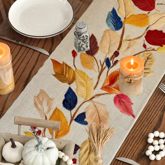 Autumn Leaf Table Runner - Colorful Fall Dining and Coffee Table Decor