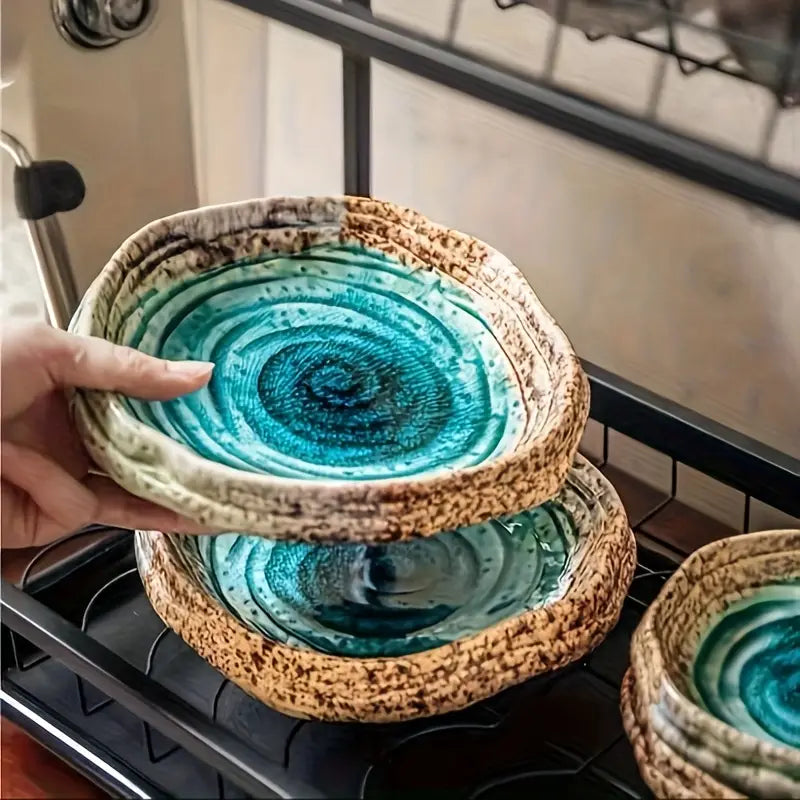 Blue Marbled Ceramic Salad Plates - Restaurant Grade Dinnerware