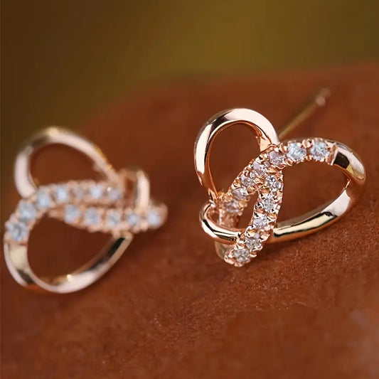 Heart Stud Earrings CZ Copper - Valentine's Jewelry