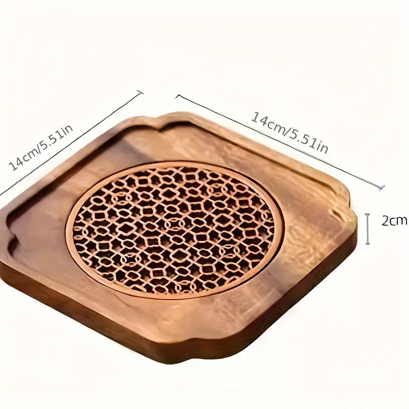 Walnut Wood Teapot Coaster - Heat Resistant Drink Mat Tea Accessory