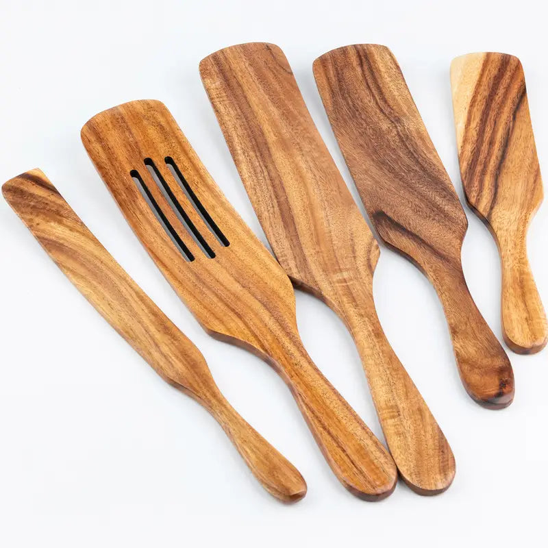 Wooden Spatula Set (5pcs) - Cooking Utensils Cookware