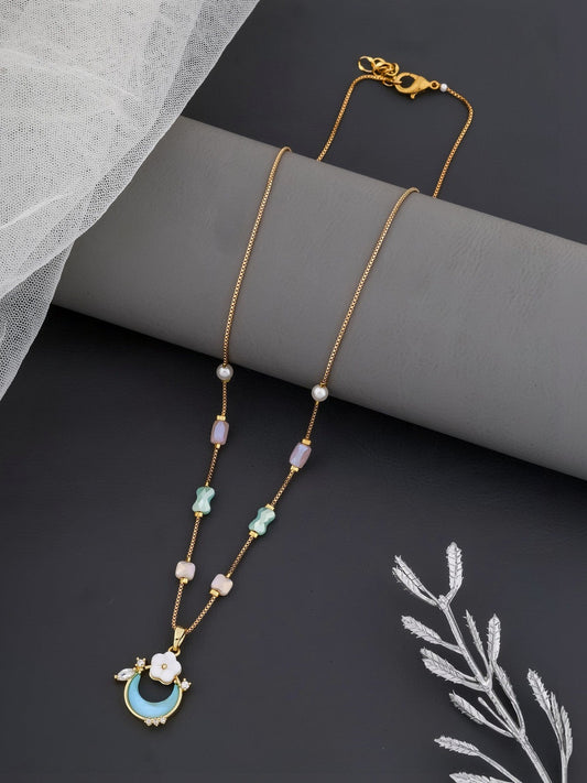 Gold-Plated Brass Necklace – Crystal Accent – Boutique Jewelry