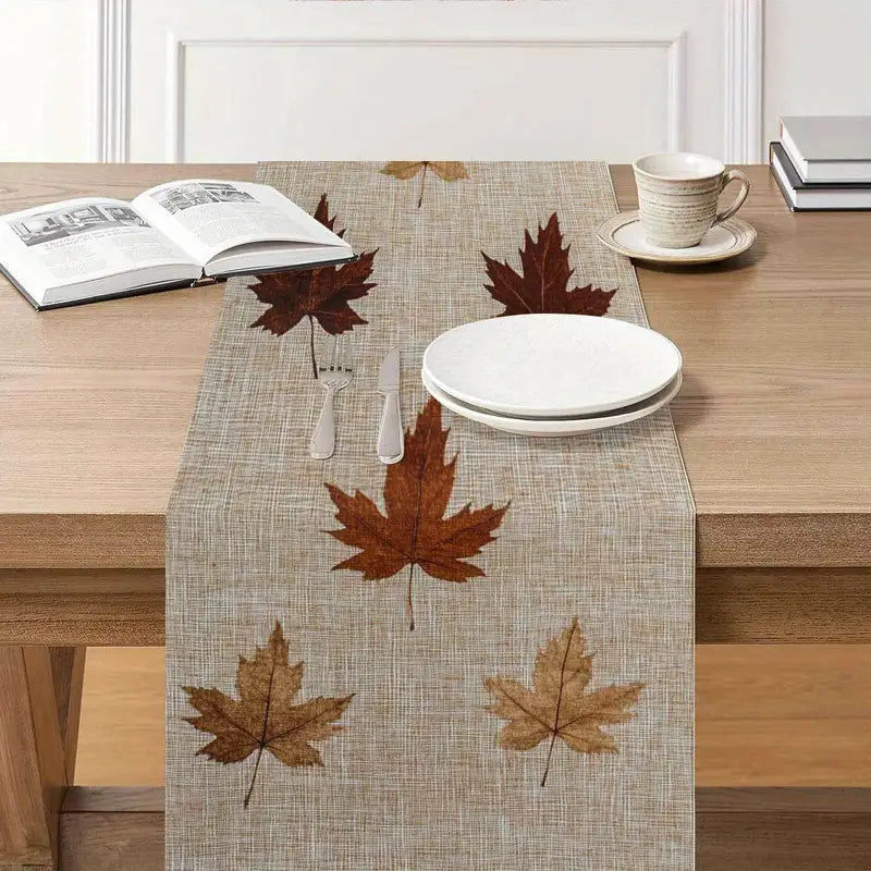 Autumn Maple Leaf Table Runner - Rustic Fall Thanksgiving Decor