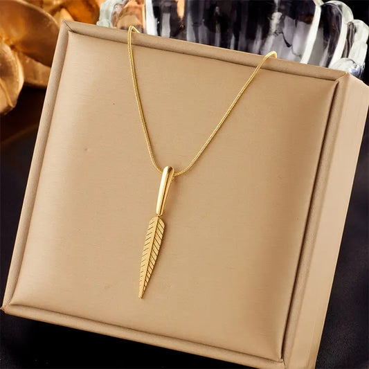 Golden Stainless Steel Pendant Necklace - Minimalist Unisex Jewelry