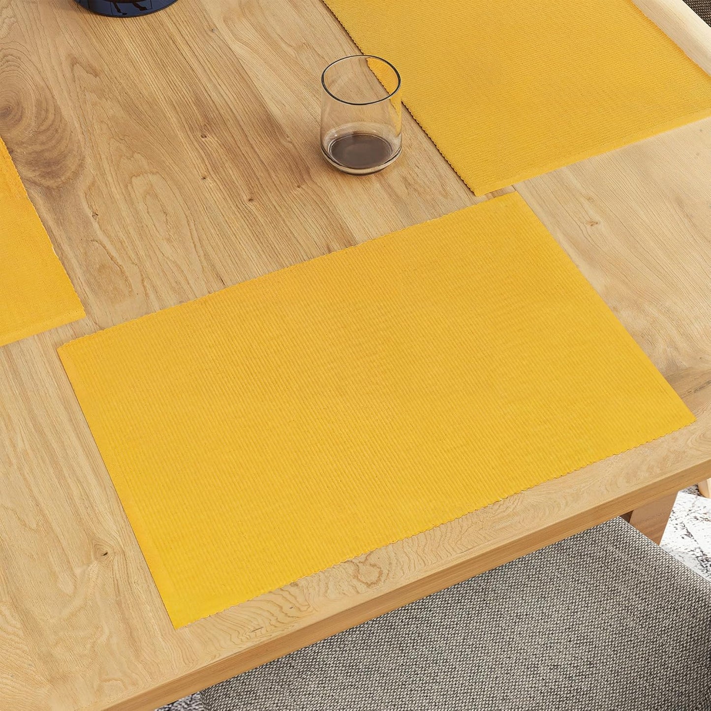 Dining Table Mats – Ribbed Cotton – Set of 6 (48x32 cm)