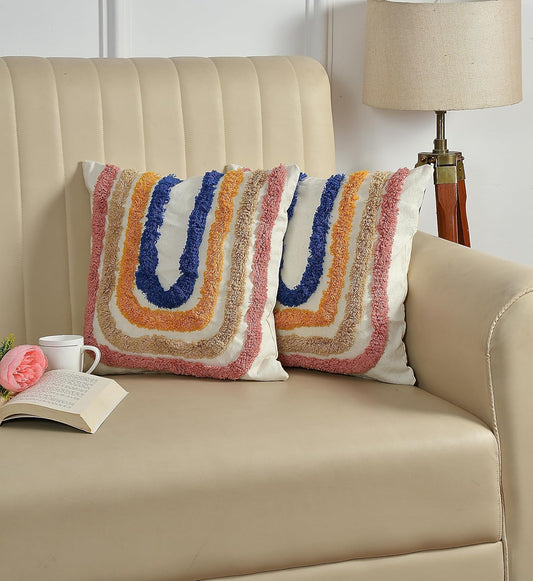 Cushion Cover – Tufted Geometric Pom Pom – 16x16 Inch (Single Unit)
