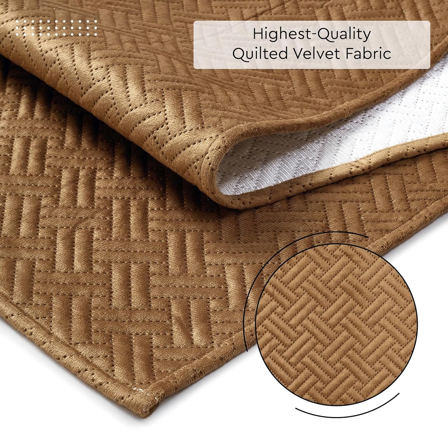 Dining Table Runner – Quilted Velvet – 32x150 cm – Brown – Bulk