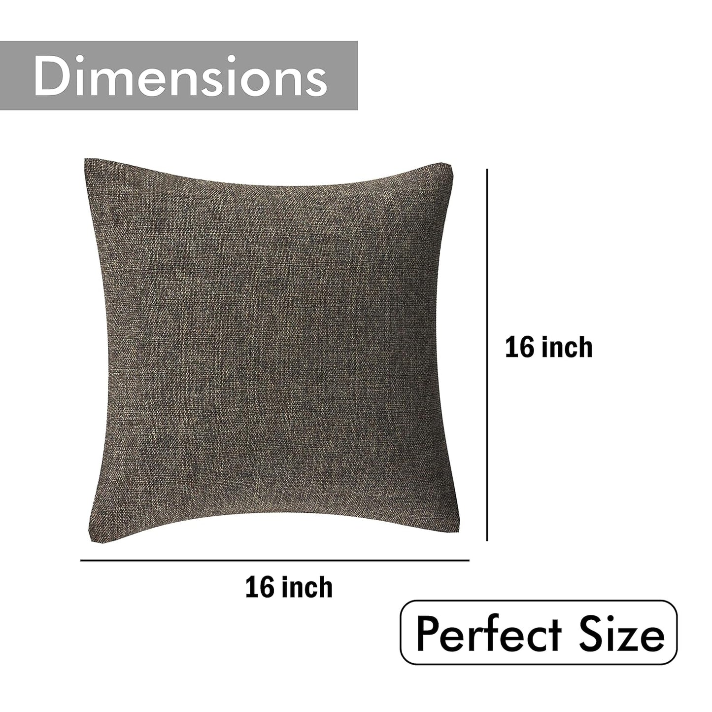 Set of 5 - Textured Accent Cushion Covers – Home Decor Textiles – Jute Weave – 16x16 In