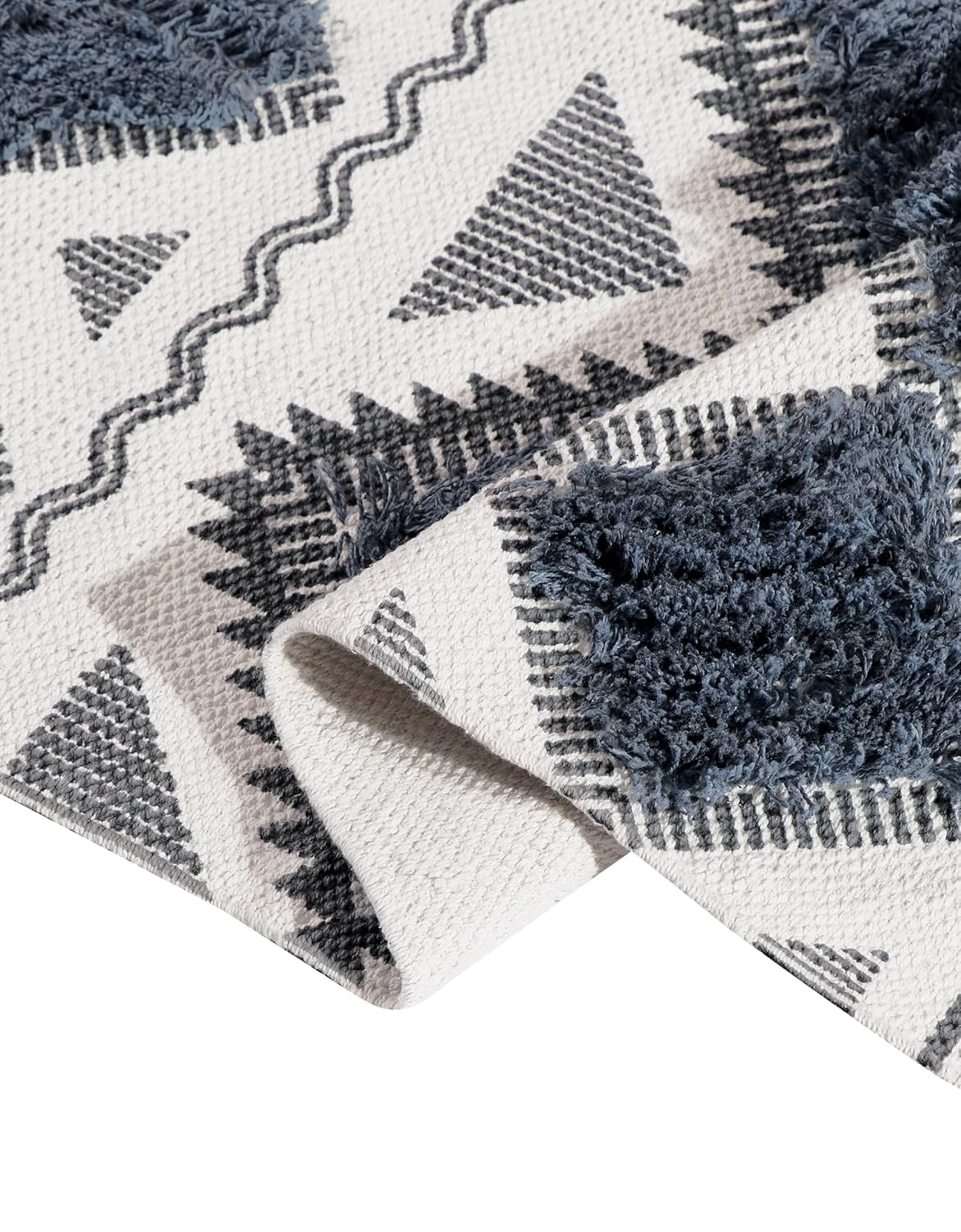 Runner Rug – Hand Woven Cotton – Tufted Diamond Pattern – 2x5 ft