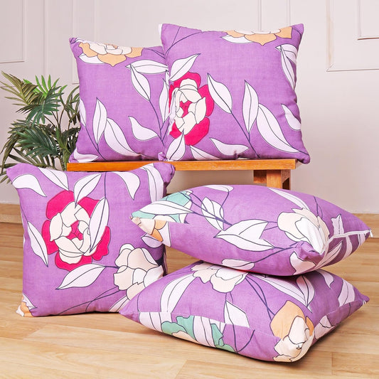 Wholesale Cushion Covers – Polycotton Floral Print, Zipper – 16x16 Inches, Set of 5
