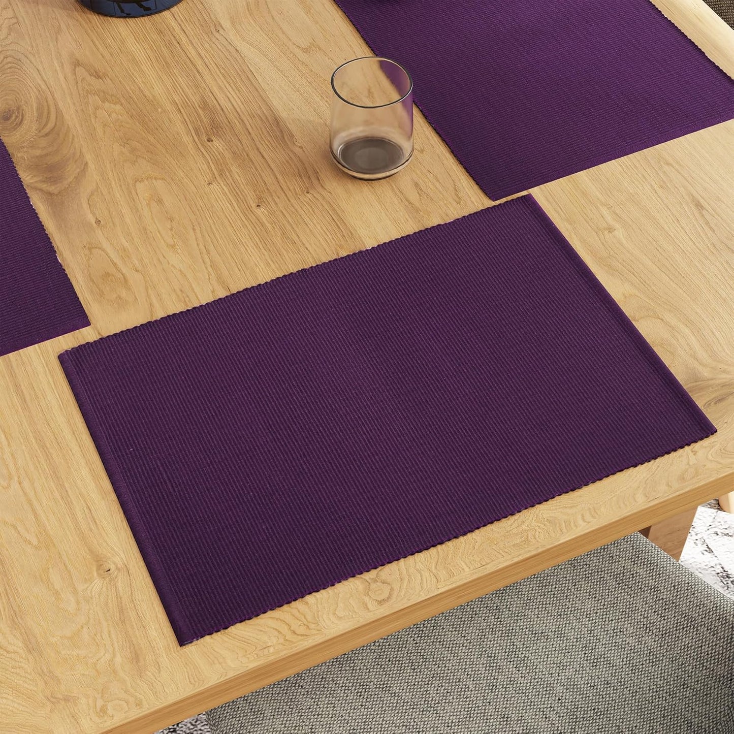 Dining Table Mats – Ribbed Cotton, Heat-Resistant – 48x32 cm, Set of 6