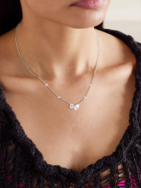 Crystal Embellished Necklace – Fashion Accessory – Silver-Plated Brass – Single Unit