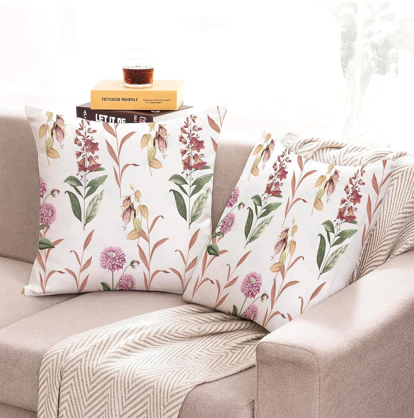 Wholesale Cushion Covers – Organic Cotton Jacquard Floral – 16x16 Inch (40x40cm), Set of 2