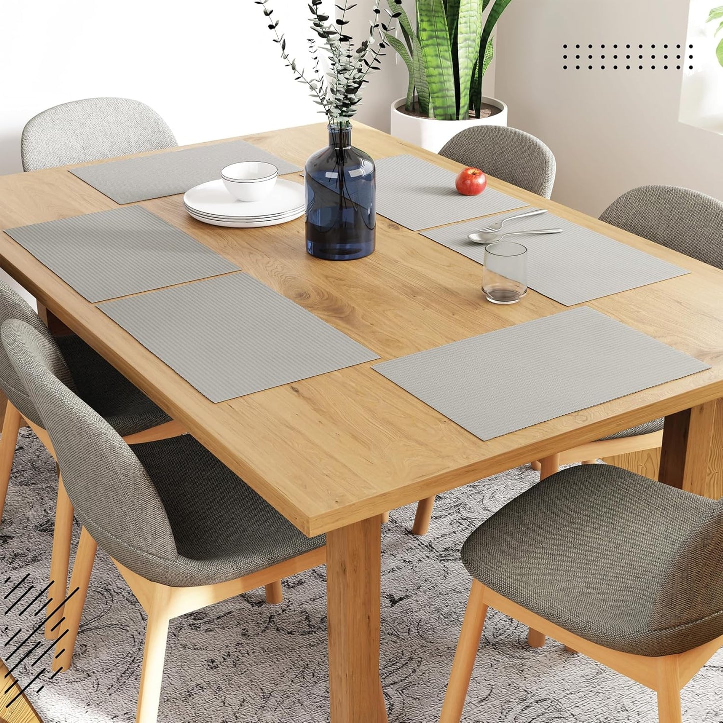 Dining Table Mats – Ribbed Cotton – Set of 6 (48x32 cm)
