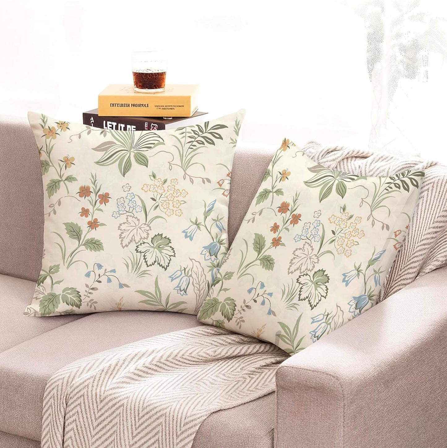 Cushion Covers – Organic Cotton Jute, Hand Block Printed – 16x16 Inch, Set of 2