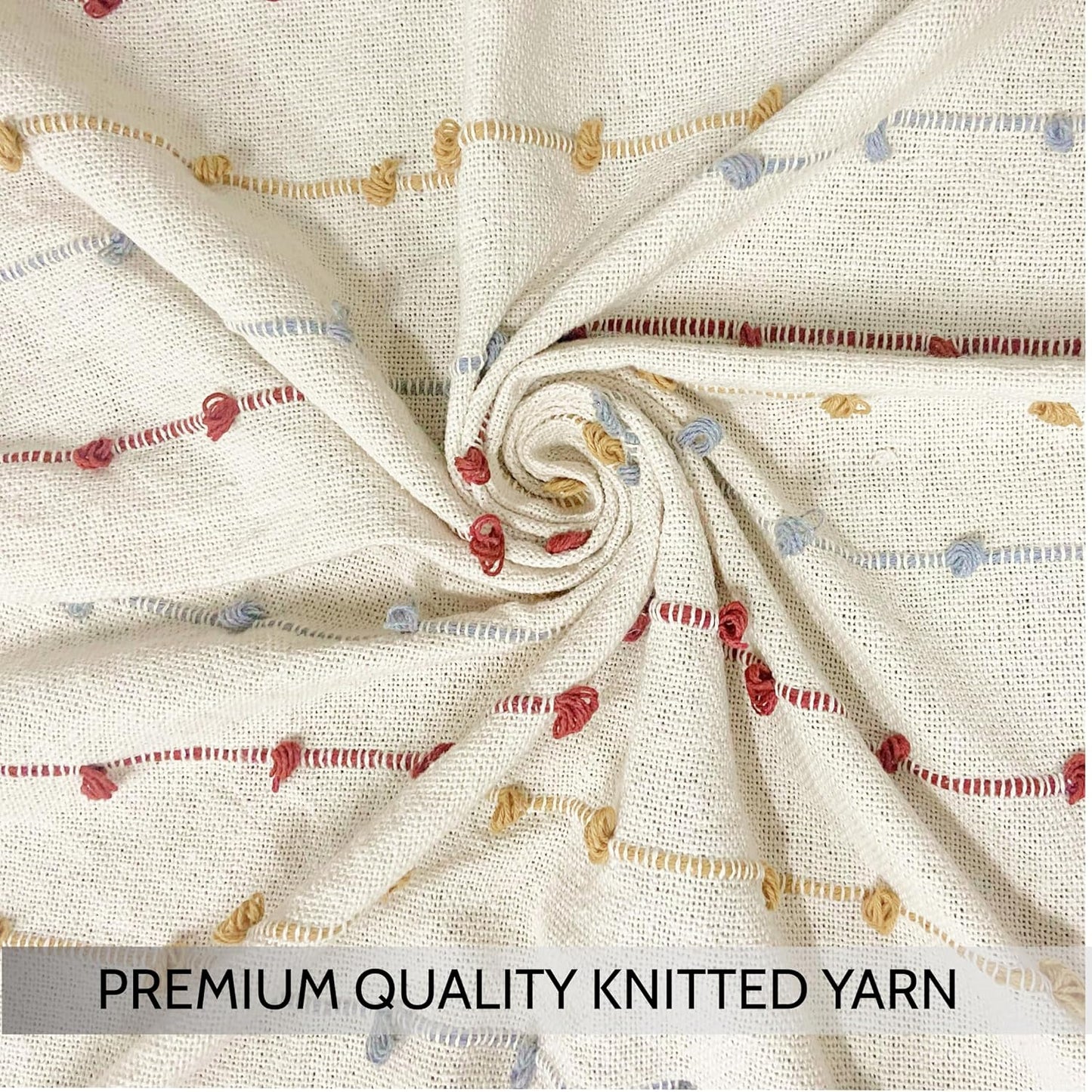 Hand-Knitted Cotton Throw Blanket –  100% Cotton, Tassels – 80x52 Inches (Pack 1)