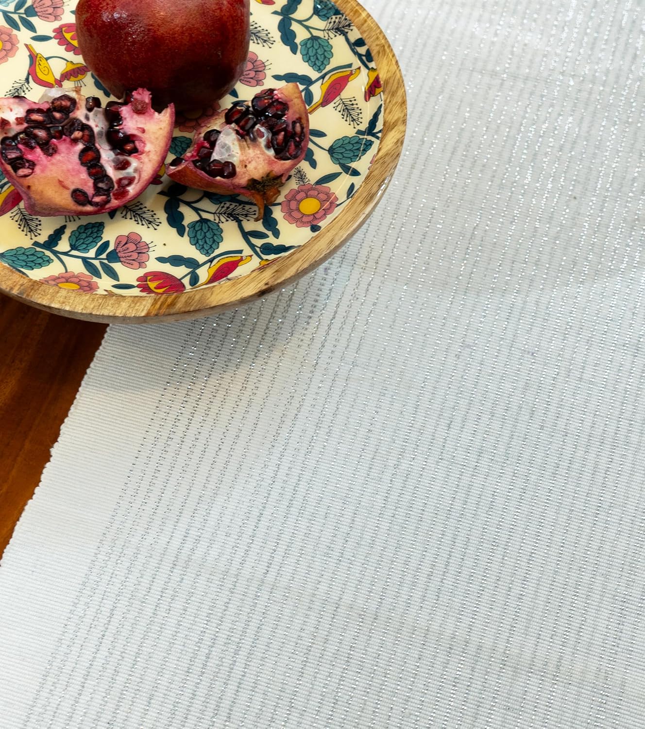 Wholesale Table Runner – Ribbed Cotton, Glitter Stripe – 63x14 inch (4-6 Seater)