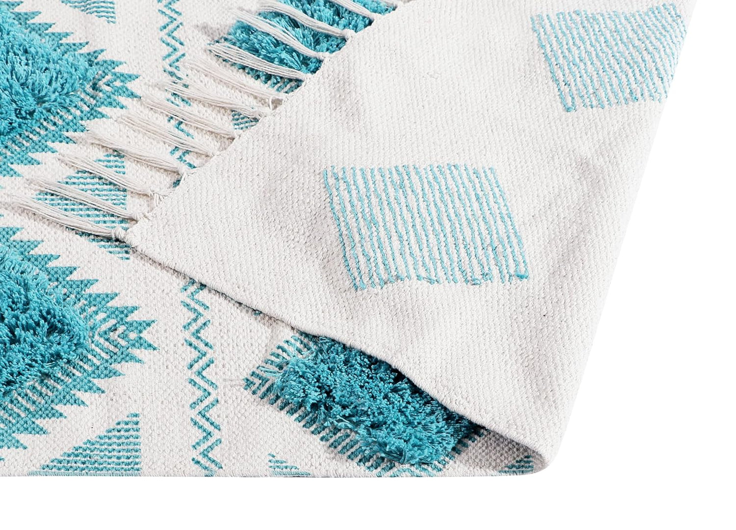 Hand Woven Cotton Rug – Tufted Designer Runner – 2x5 ft (60x152 cm)