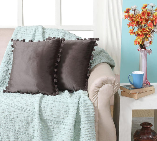 Pillow Cover – Velvet Tassel Fringe – 12x12 Inch (2-Pack) – Wholesale