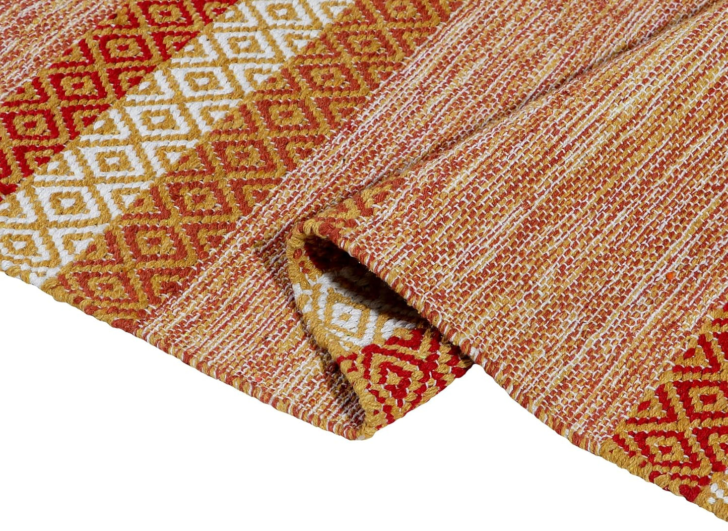 Hand Woven Cotton Rug – Tufted Diamond Pattern – 2x5 ft