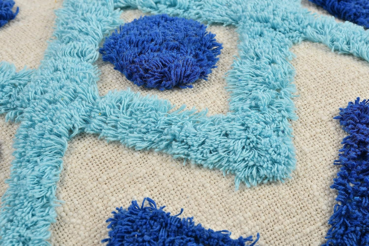 Decorative Throw Cushion Cover – Tufted Geometric Pom Pom – 16x16 Inch, 1 Piece