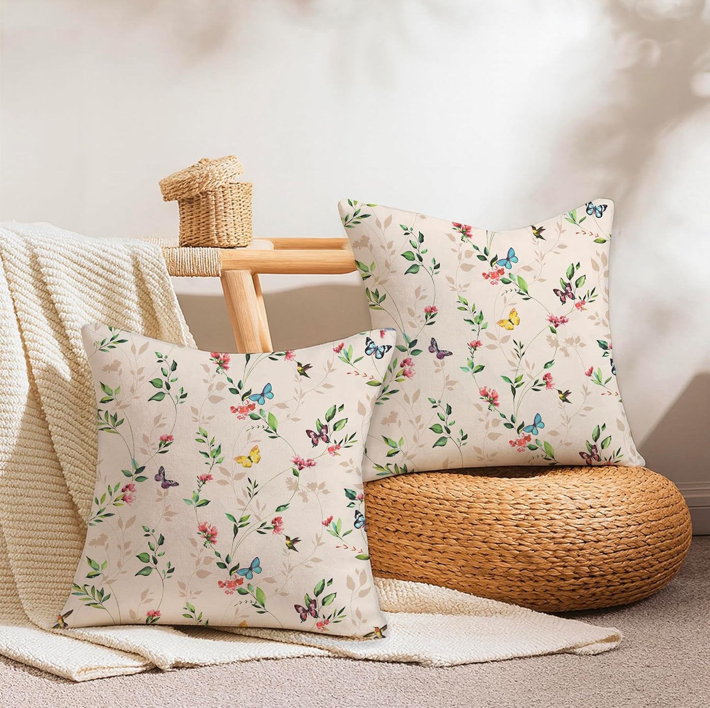 Cushion Covers – Organic Cotton Hand Block Printed – 16x16 Inch, Set of 2
