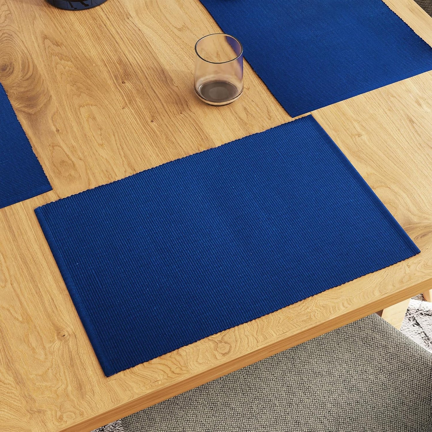 Dining Placemats – Ribbed Cotton – 48x32 cm, Set of 6