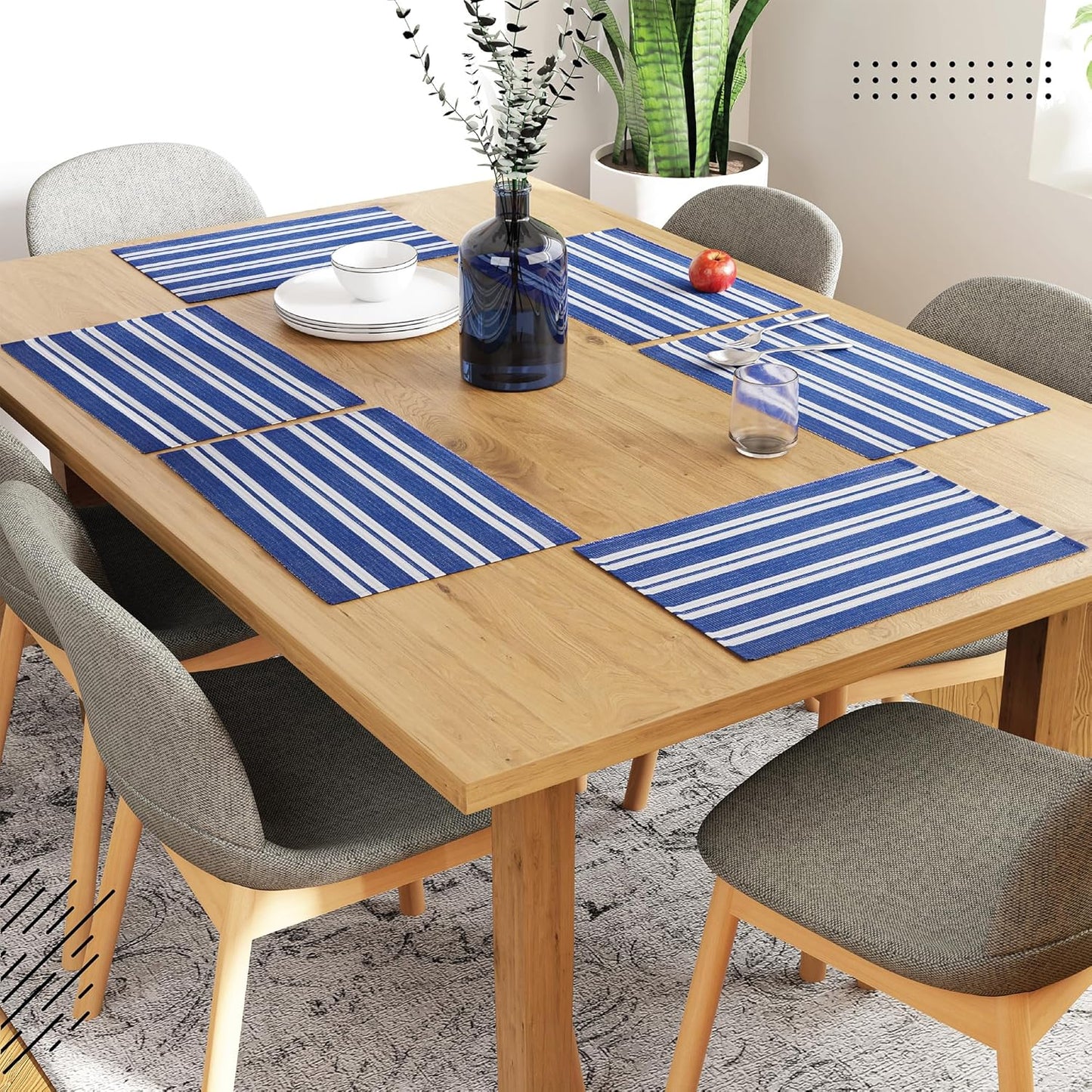 Table Placemats – Ribbed Cotton, Heat-Resistant – 48x32 cm, Set of 6