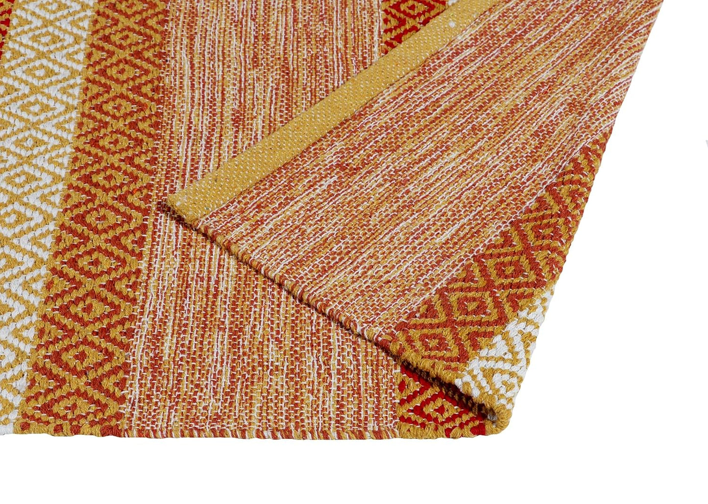 Hand Woven Cotton Rug – Tufted Diamond Pattern – 2x5 ft