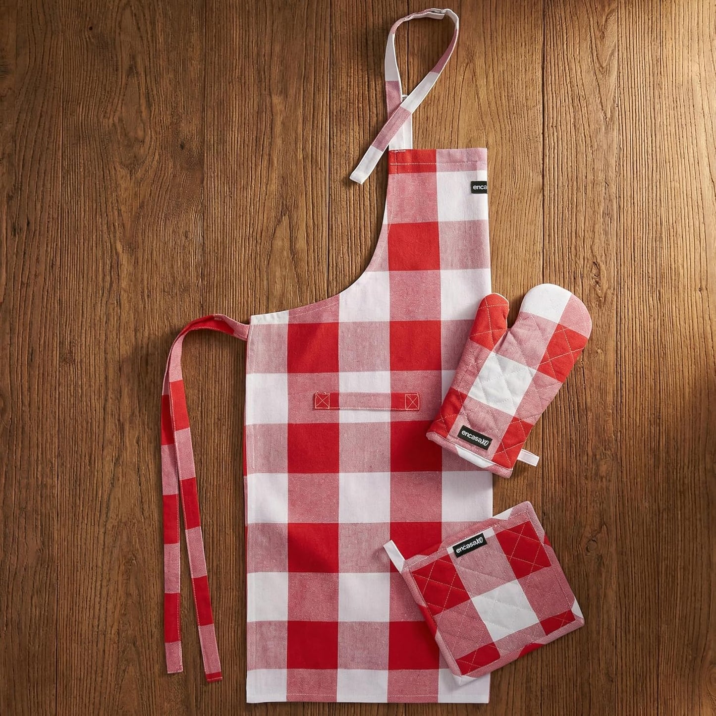 Kitchen Apron Set – 100% Cotton – Heat Resistant, Adjustable Fit – 3-Piece Combo