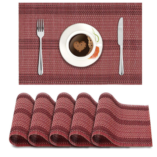 Dining Table Placemats – Heat Resistant Bamboo – 45x30 cm, Set of 6