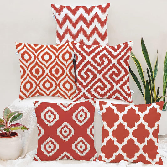 Polycotton Cushion Covers – Ikat Geometric Print – 16x16 Inch, 5-Pack Wholesale