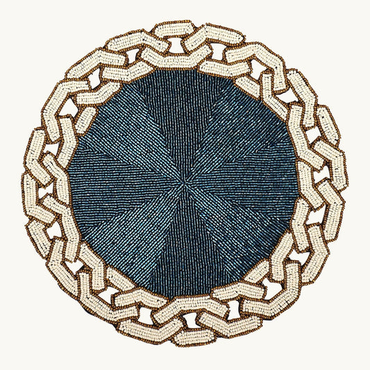 Placemat – Chained Glass Beaded, Heat-Resistant – 14 Inch Round