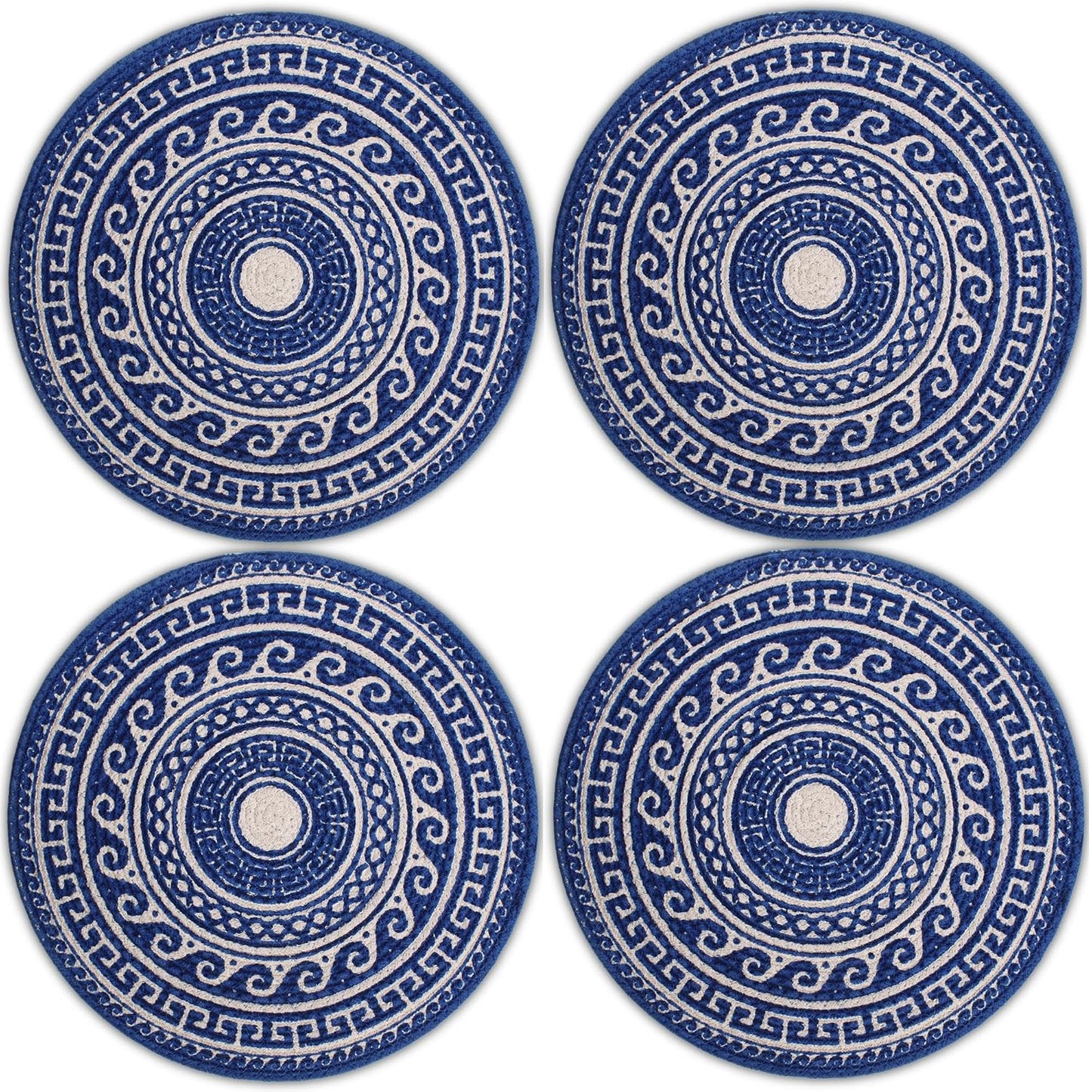 Dining Table Mats – Cotton Ribbed Style – 32 cm Round Set of 4