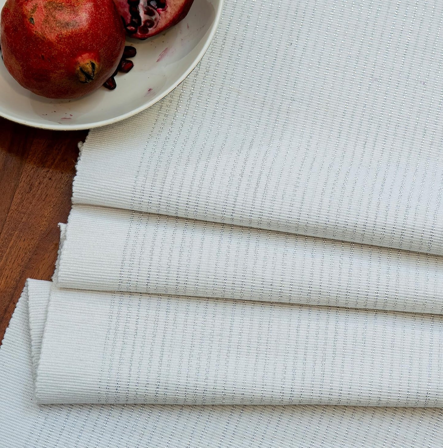 Wholesale Table Runner – Ribbed Cotton, Glitter Stripe – 63x14 inch (4-6 Seater)