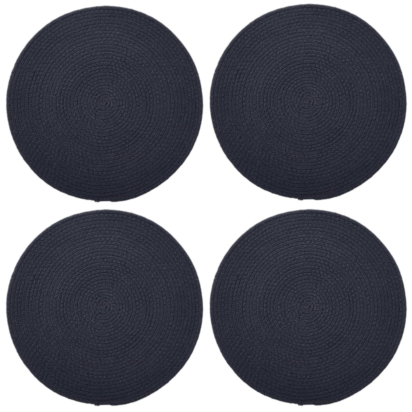 Dining Table Mats – Ribbed Cotton – 32cm Round, Set of 4