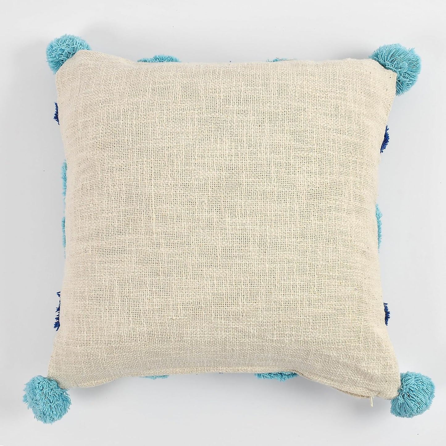 Decorative Throw Cushion Cover – Tufted Geometric Pom Pom – 16x16 Inch, 1 Piece