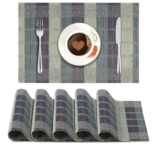 Dining Placemats – Heat Resistant Bamboo – 45x30 cm, 6-Pack