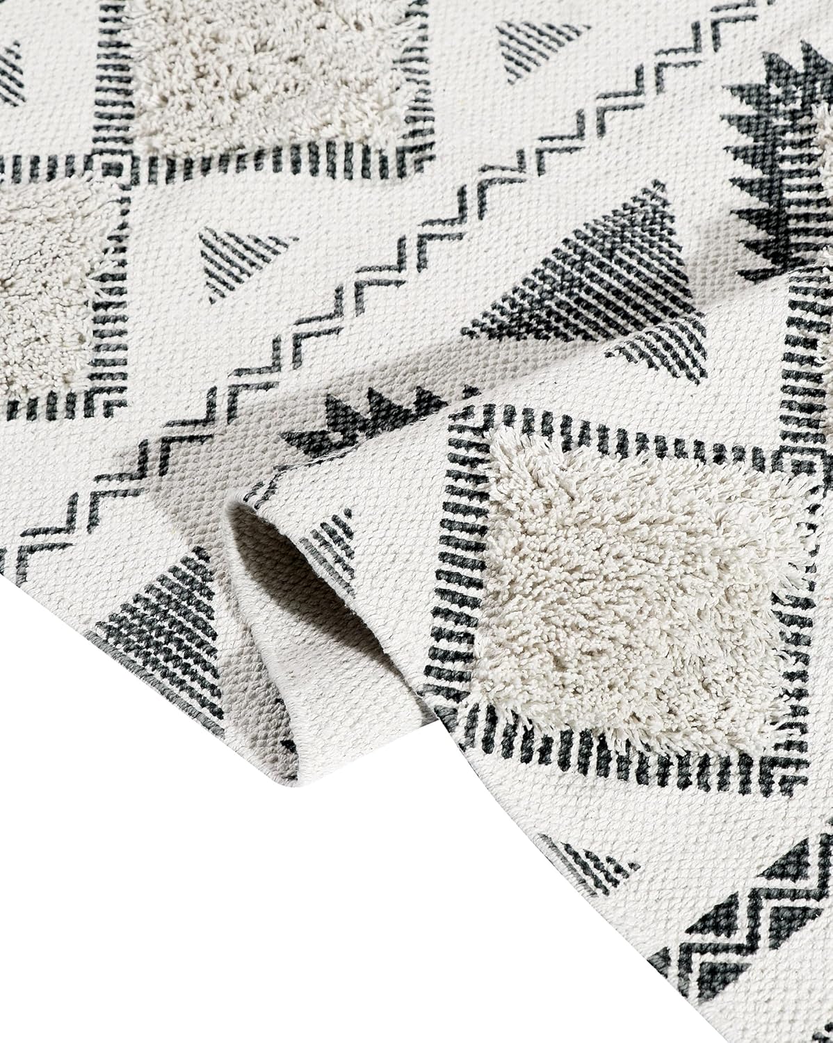 Tufted Cotton Runner Rug – Hand-Woven Natural Cotton – 2x5 Feet