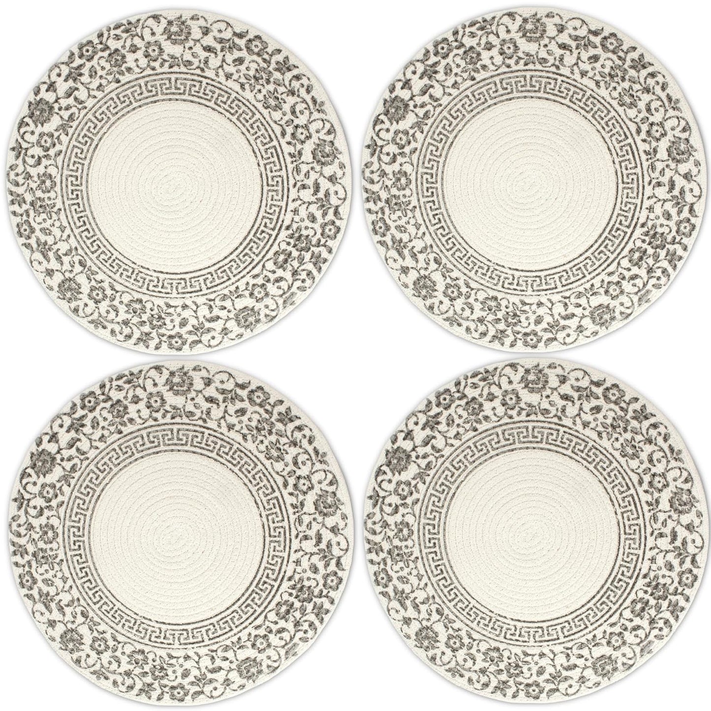 Round Dining Placemats – Ribbed Cotton – 32cm Diameter – Set of 4
