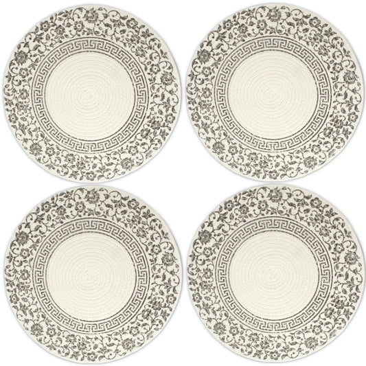 Round Dining Placemats – Ribbed Cotton – 32cm Diameter – Set of 4