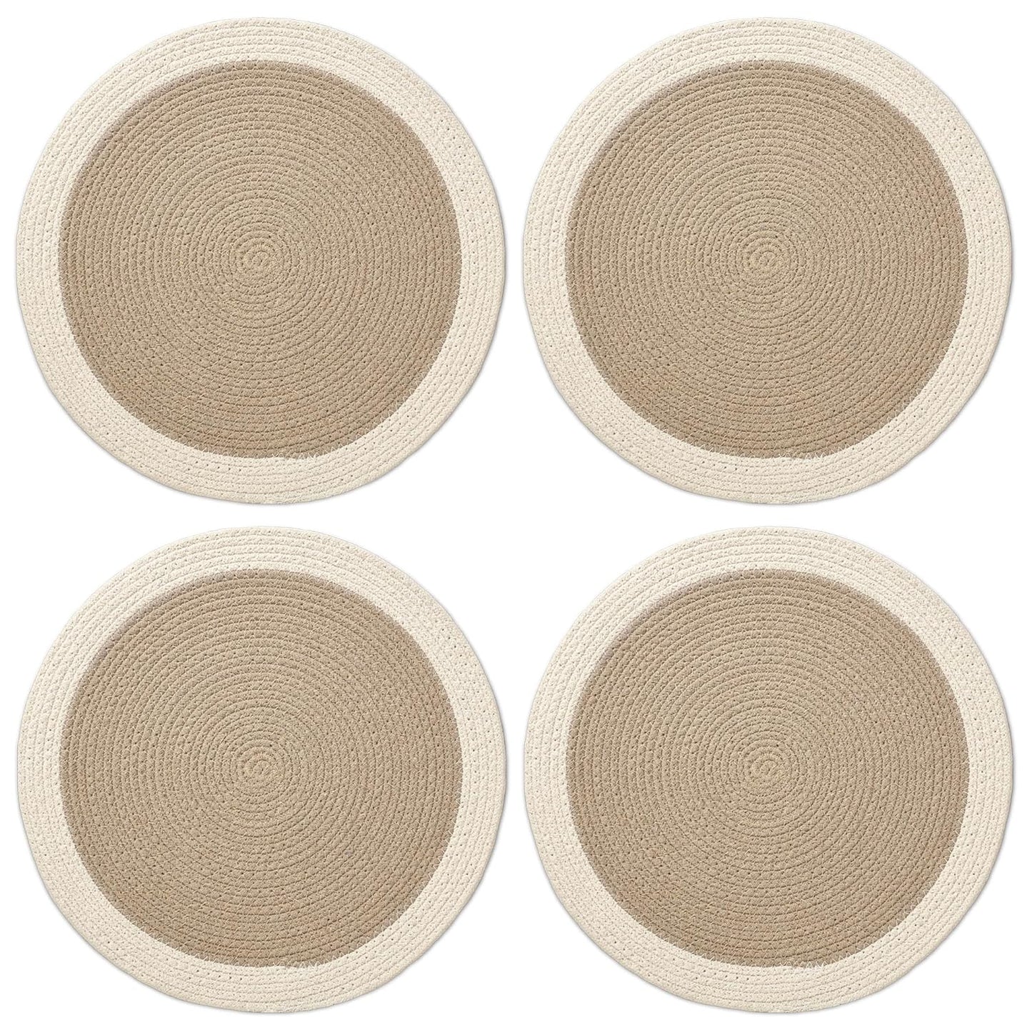 Table Mats – Ribbed Cotton Heat-Resistant – 32 cm Round Set of 4